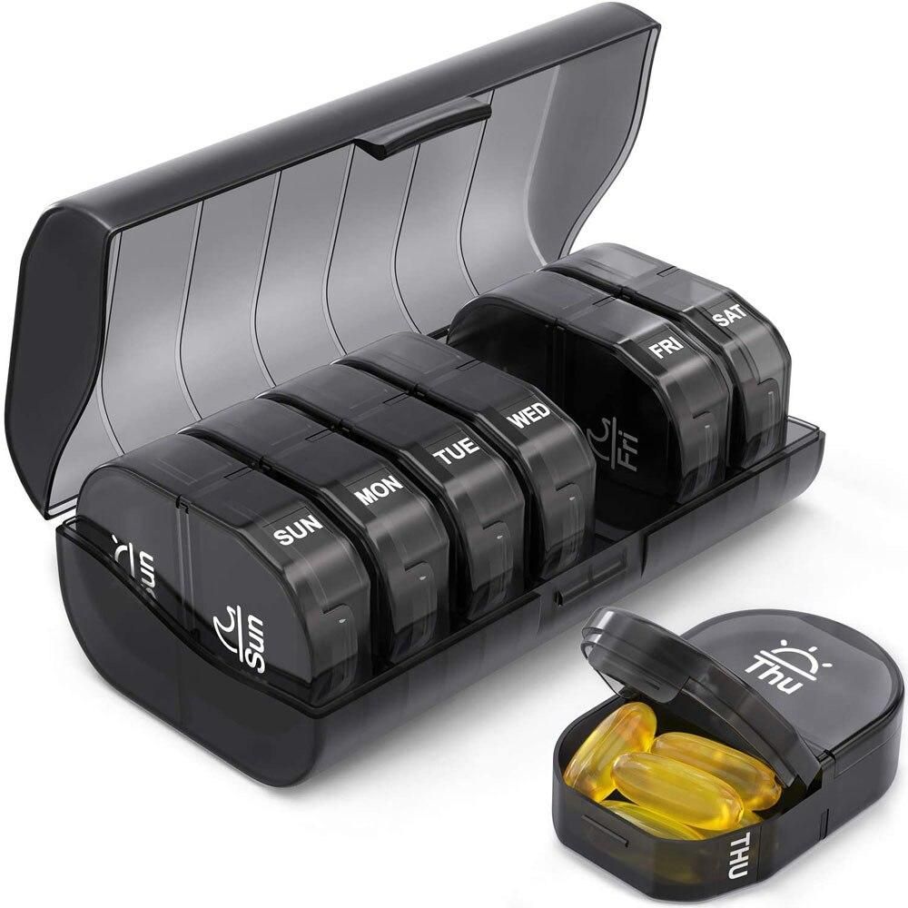 Pill box 7 days Organizer 21 grids 3 Times One Day  Portable Travel with Large Compartments for Vitamins Medicine Fish Oils