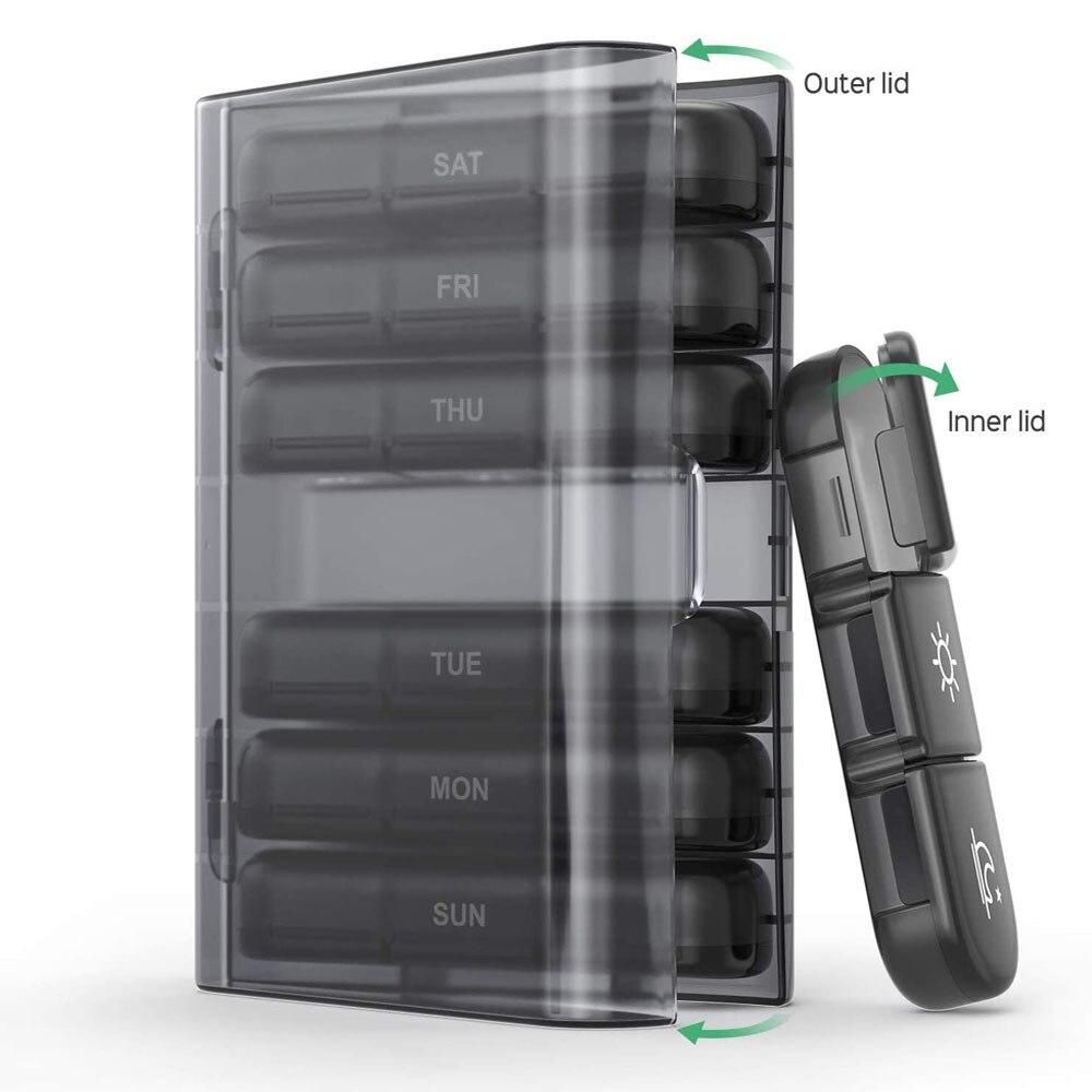 Pill box 7 days Organizer 21 grids 3 Times One Day  Portable Travel with Large Compartments for Vitamins Medicine Fish Oils