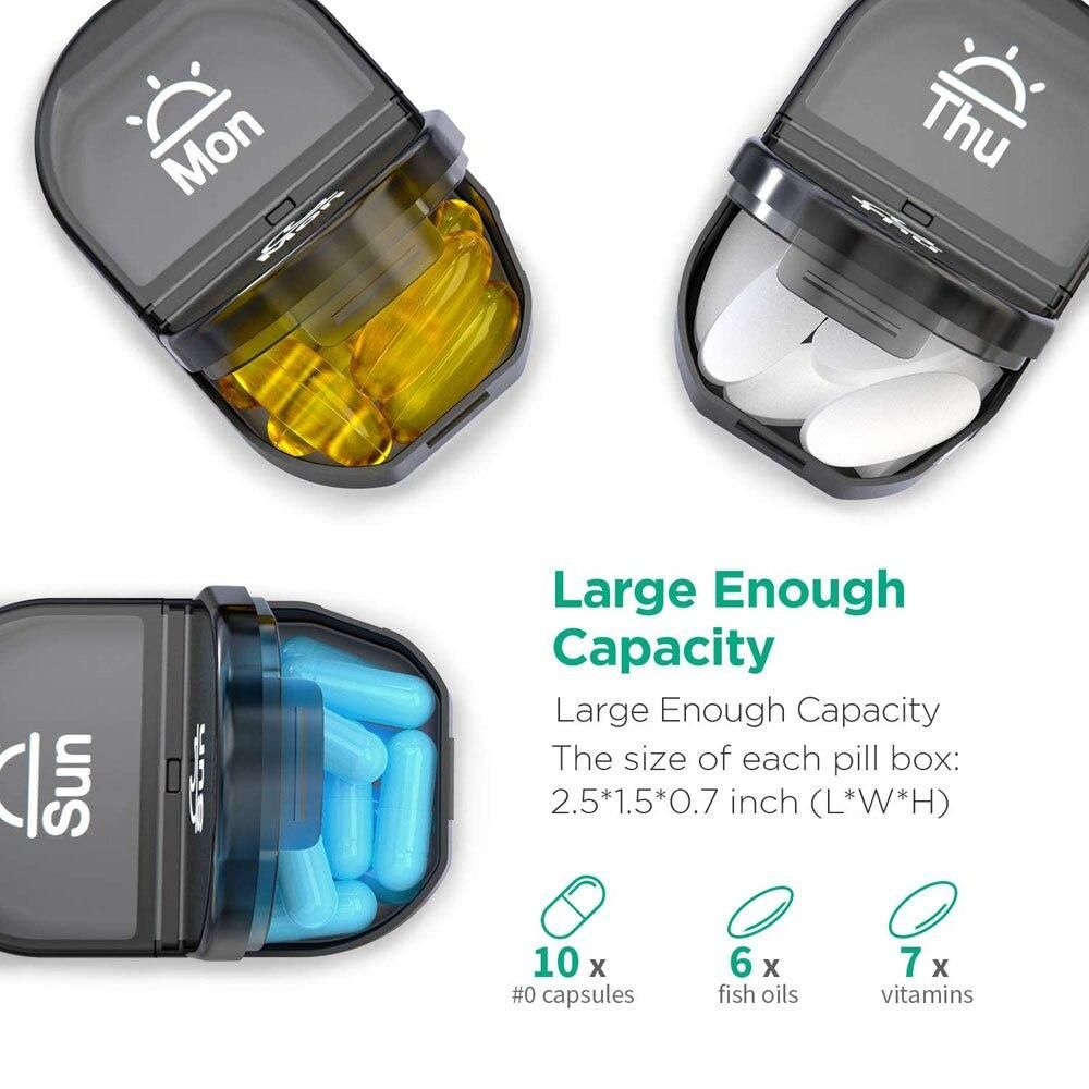Pill box 7 days Organizer 21 grids 3 Times One Day  Portable Travel with Large Compartments for Vitamins Medicine Fish Oils