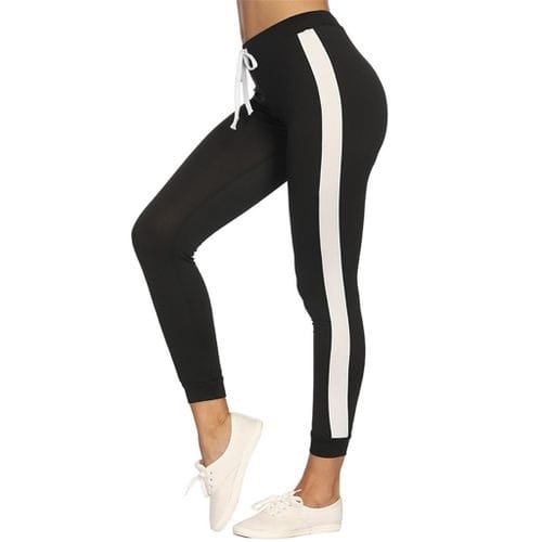 Ladies High Waist Joggers - Black & White