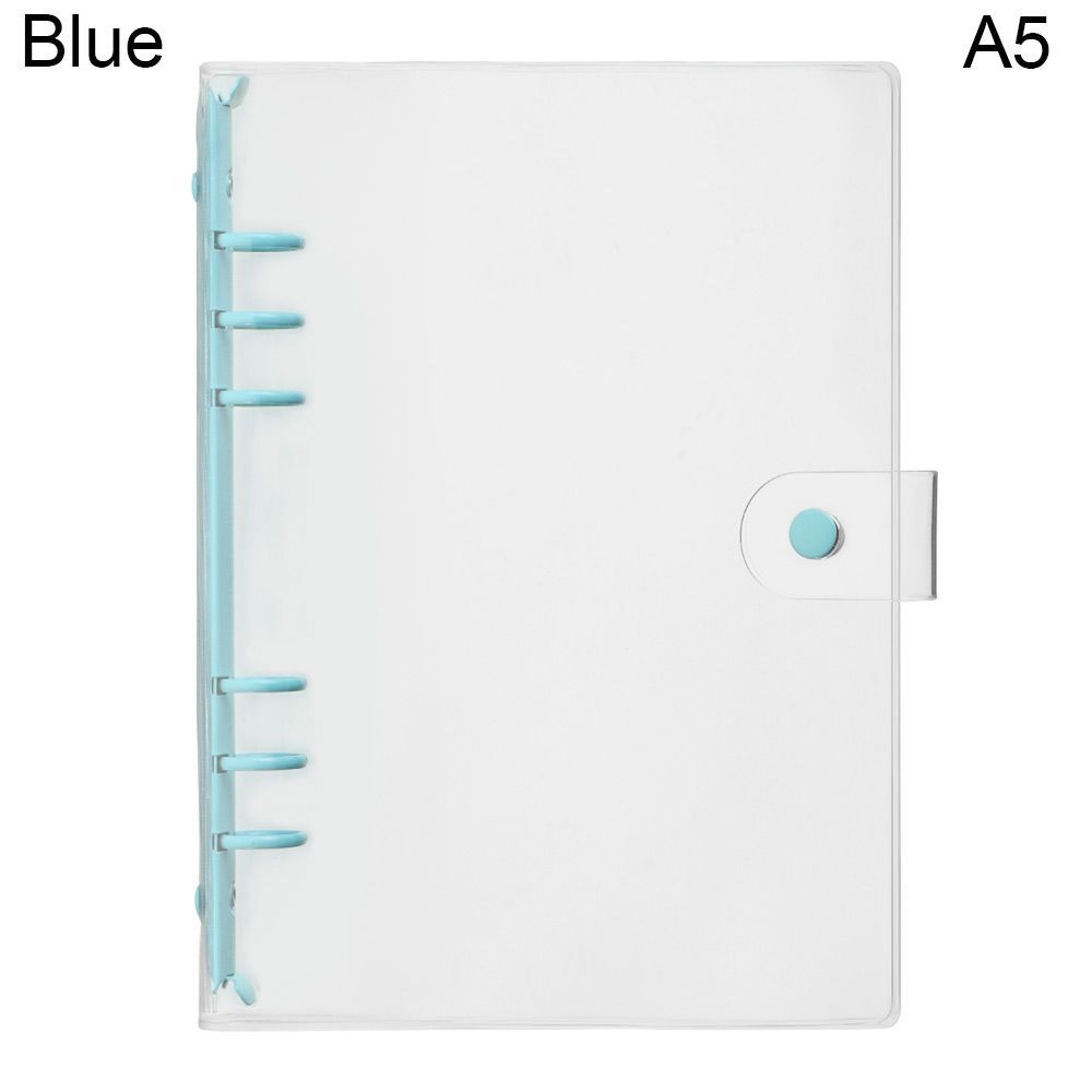 Transparent PVC Loose-Leaf Notebook Cover Folder Macaron Color 6 Ring Binder Diary Journal Planner School Stationery New Blue-A5