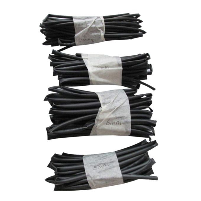 4pcs Heat Shrink Tubing Tubes Sets 3mm 4mm 5mm 6mm Diameter 1 M Black