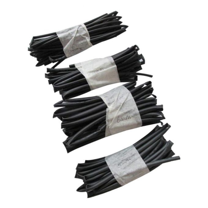 4pcs Heat Shrink Tubing Tubes Sets 3mm 4mm 5mm 6mm Diameter 1 M Black