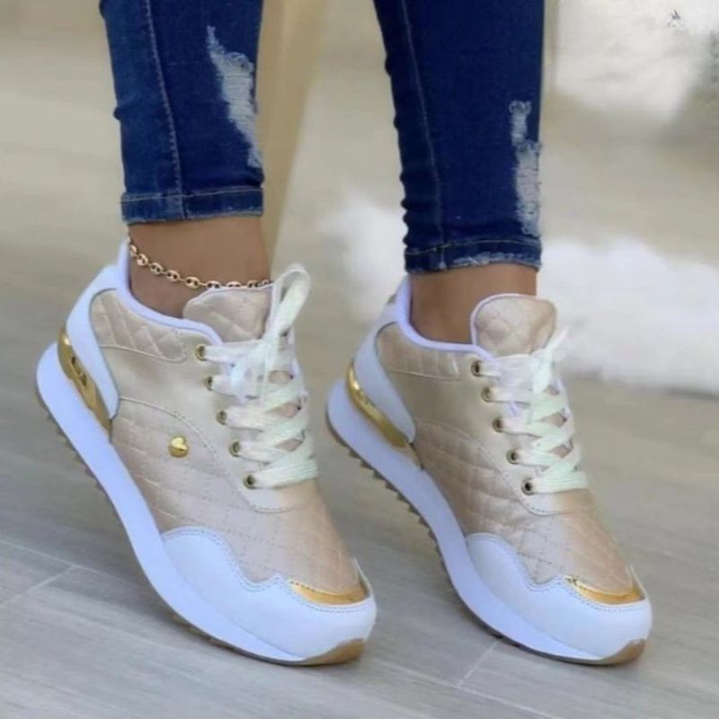 Women Sneakers Mesh Patchwork Lace Up Ladies Flats Outdoor Running Walking Shoes Comfortable Breathable Female Footwear(#Red)