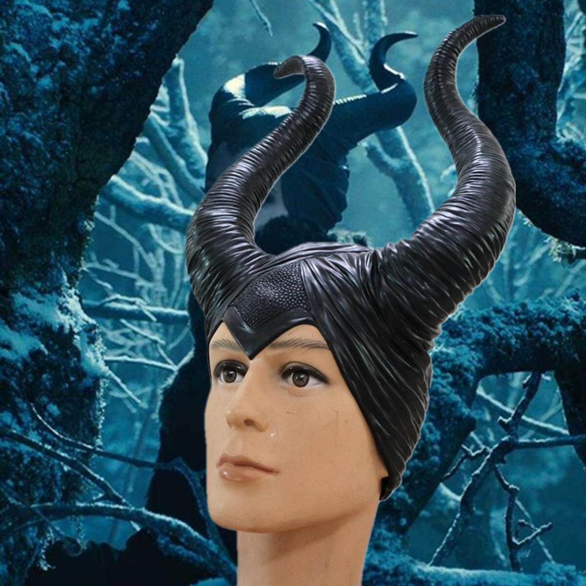 Maleficent Black Horns Halloween Jolie Cosplay Horror Evil Queen Hat Headwear