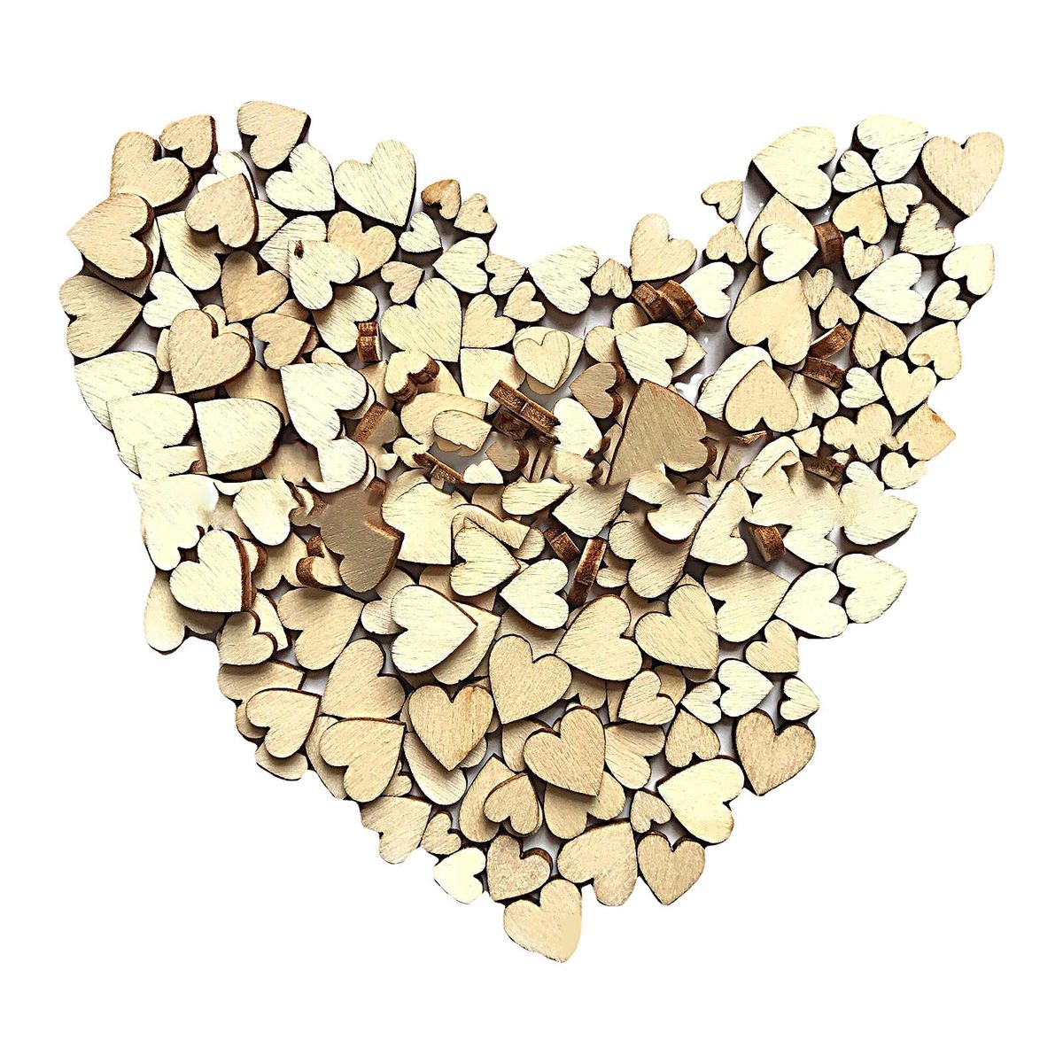 100PcsBag Wooden Blanks Chips Natural Wooden Heart Shaped Blank Slices Wooden Color