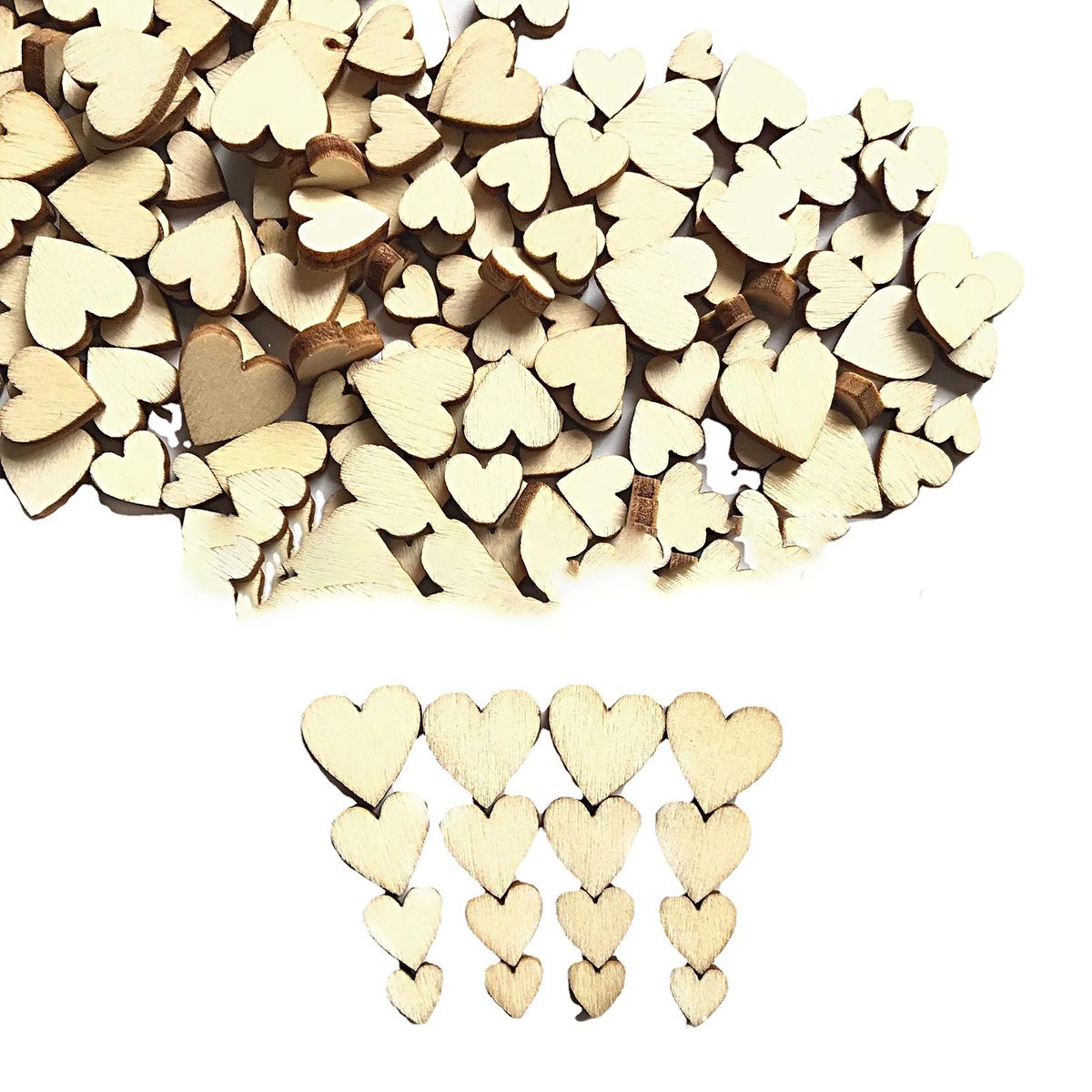 100PcsBag Wooden Blanks Chips Natural Wooden Heart Shaped Blank Slices Wooden Color