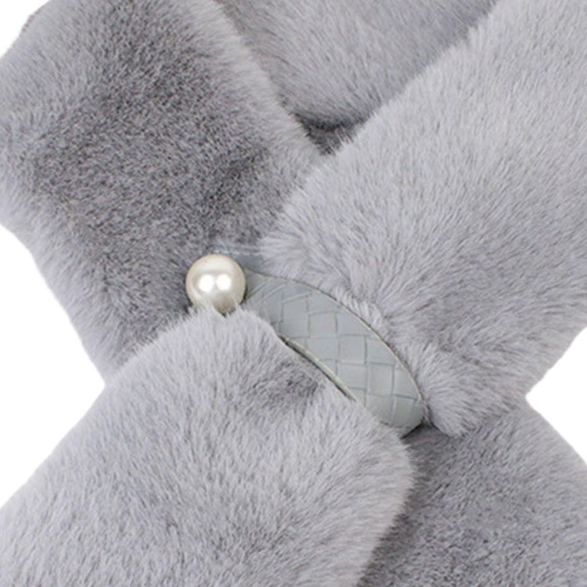 Furry Scarf Wrap Winter Thickened Double-sided Faux Mink Fur Scarf Wrap Grey