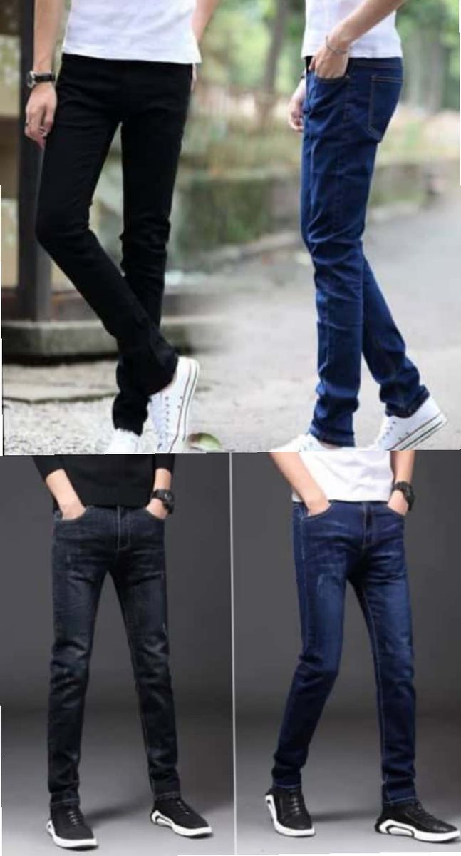 4 In 1 Smart STOCK Jeans For Men- Black + Wash Blue + Wash Black + Blue