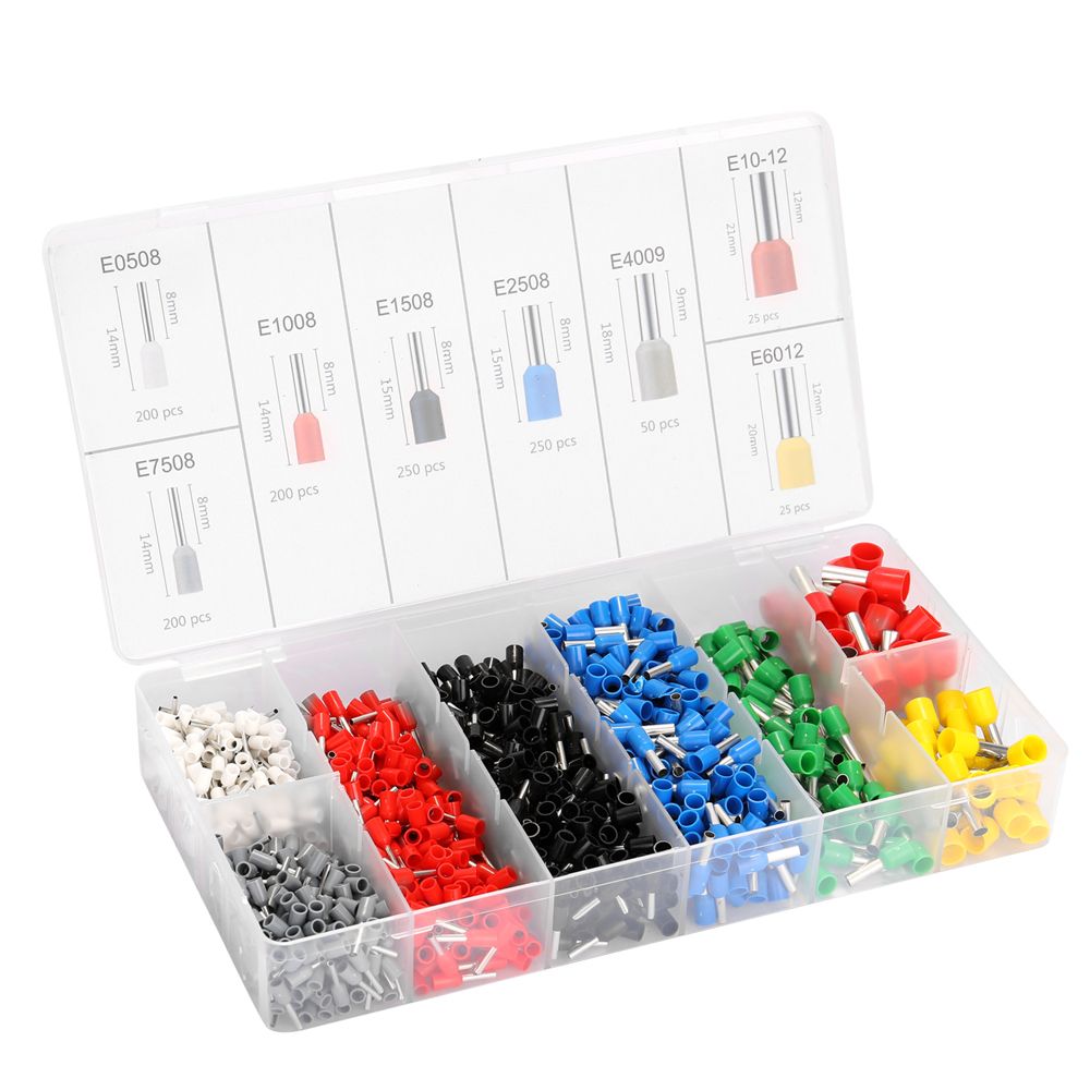 1200pcs Assorted E Tube Crimping Terminal Insulated