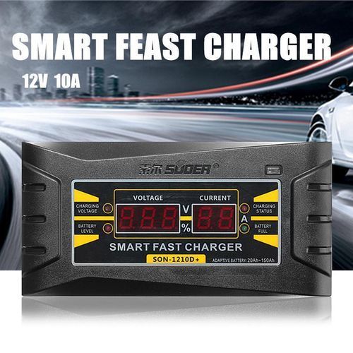 Souer  12V 10A 20~ 150ah Smart Car Motorcycle Battery Charger LCD Display