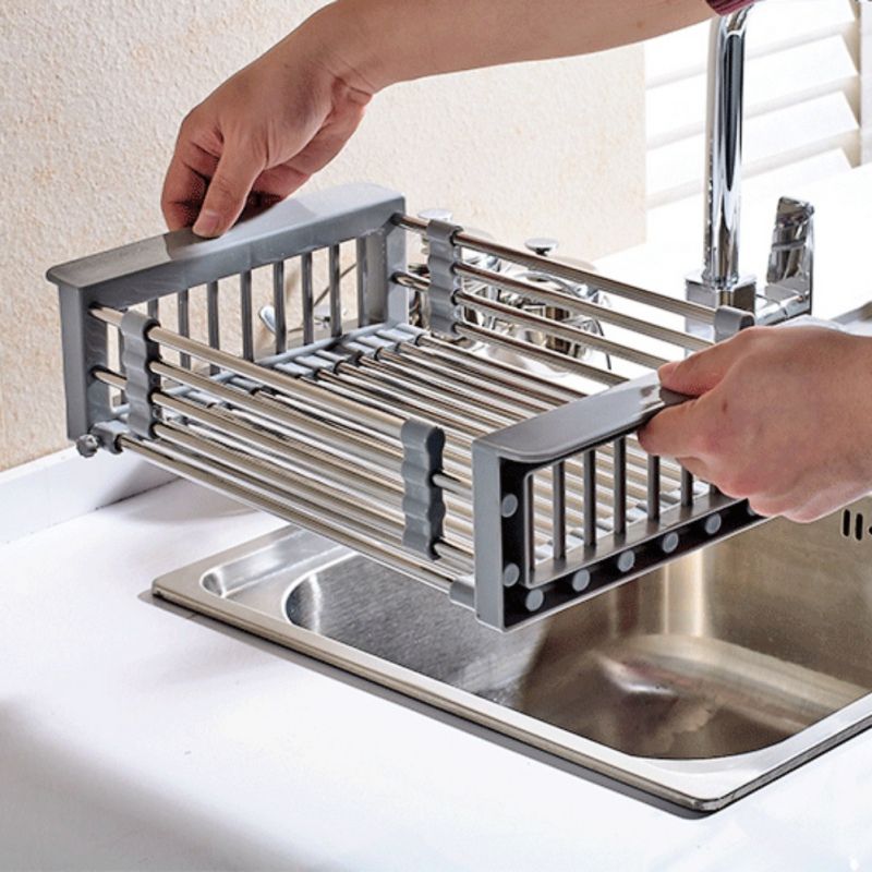 Steel Stainless Dish Drying Vegetable Fruit Rack Adjustable
