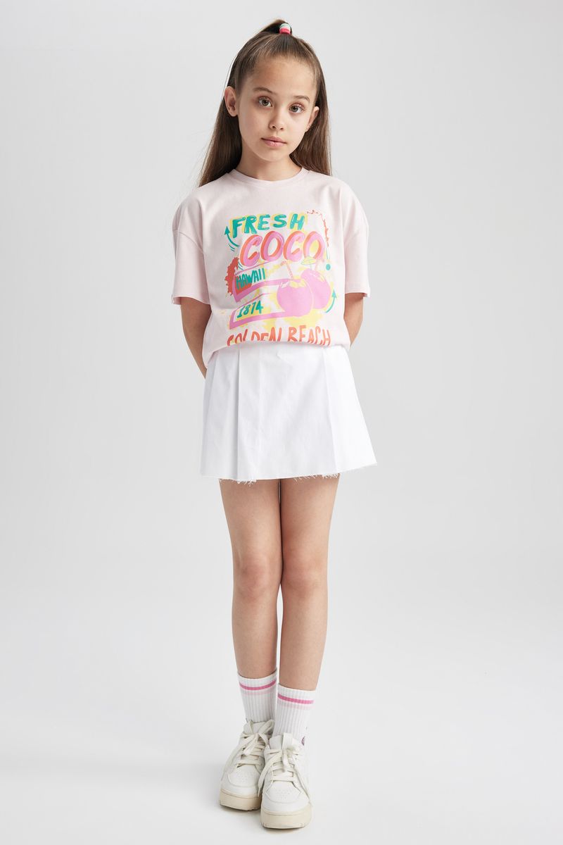 Girl Casual Oversize Fit Knitted Short Sleeve Body - Pink