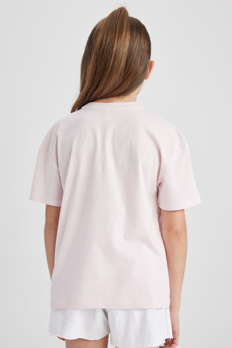 Girl Casual Oversize Fit Knitted Short Sleeve Body - Pink