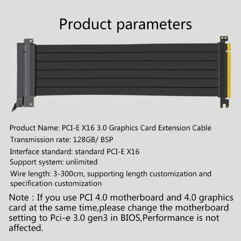 7 Size Full Speed 3.0 PCIE X16 Riser Cable Graphics Card Extension Cable PCI Express Riser Shielded Extender For GPU Vertical