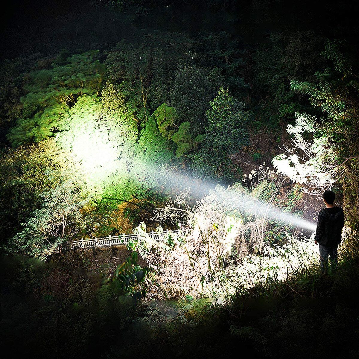 LED Night Bright Flashlight Spotlight Torch Rechargeable Camping Hiking Riding 9000mAh Battery