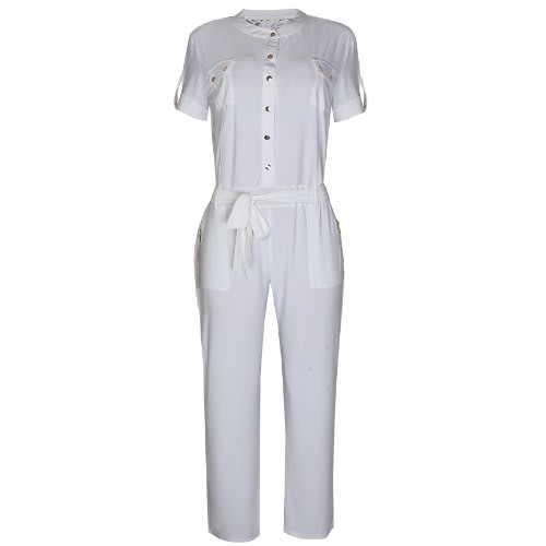Lace Embellished Jumpsuit - White