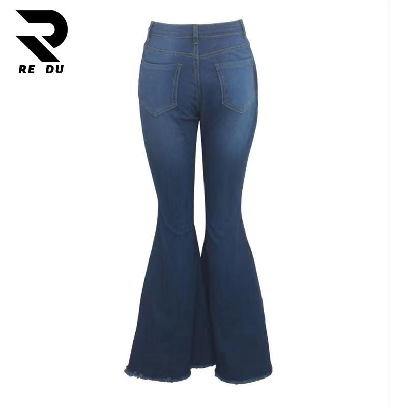 2023 High-Waisted Ripped Washed Flare Denim Jeans for Women - Bell Bottom Style in Plus Size