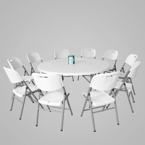 5ft Round Folding Table With 10 Chairs