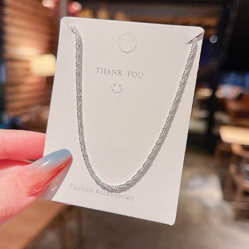 Women's Shinny Snake Bone Clavicle Choker Necklace - Silver