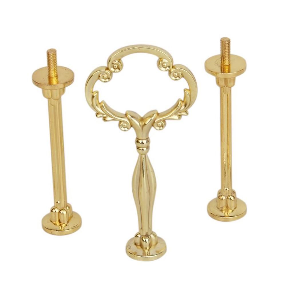 3 Tier Floral Cupcake Plate Cake Stand Fitting Handle (Golden)