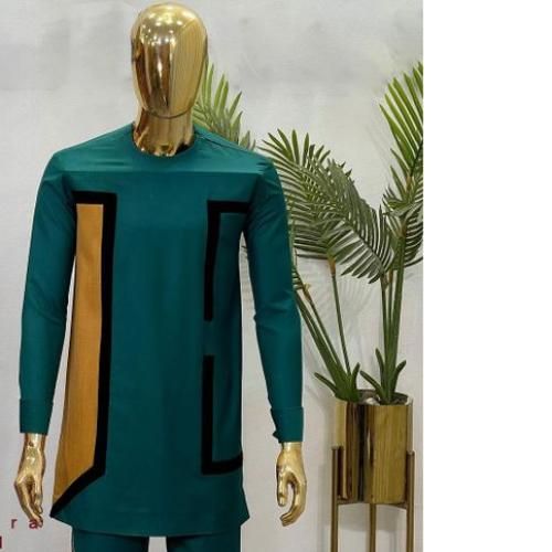 Men's Senator Native Wear (Army Green With Yellow/Black Design Long Sleeve)