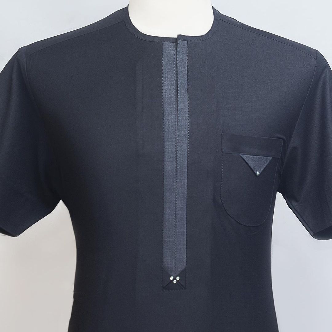 Men's Senator Native Wear (Navy Blue With Ash Stone Design Short Sleeve)