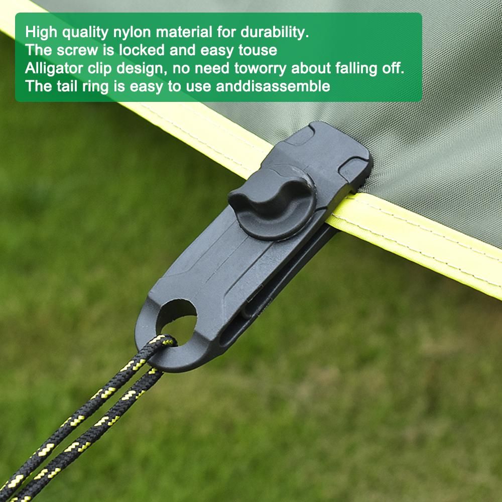 10 PCS Tarpaulin Clip Tent Canopy Clip Buckle Outdoor Wind Rope Clamps Reusable Awning Mountaineering Camping Accessories
