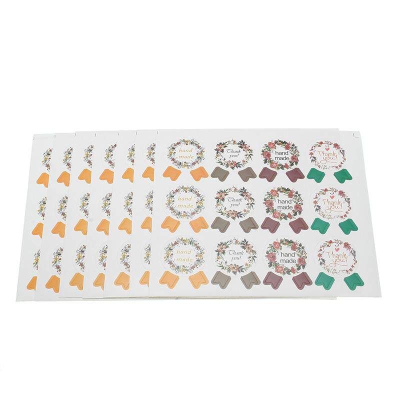 180pc/lot Flower Medal Hand Made And Thank You Garland Seal Sticker Baking Package