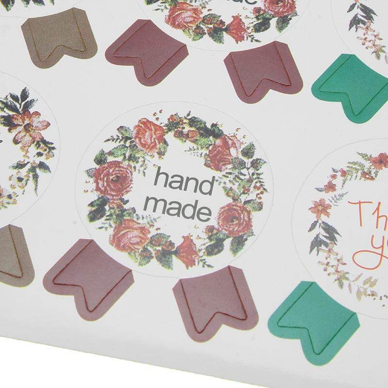 180pc/lot Flower Medal Hand Made And Thank You Garland Seal Sticker Baking Package