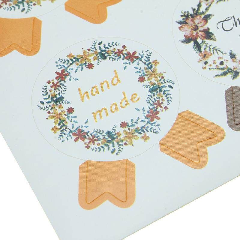 180pc/lot Flower Medal Hand Made And Thank You Garland Seal Sticker Baking Package