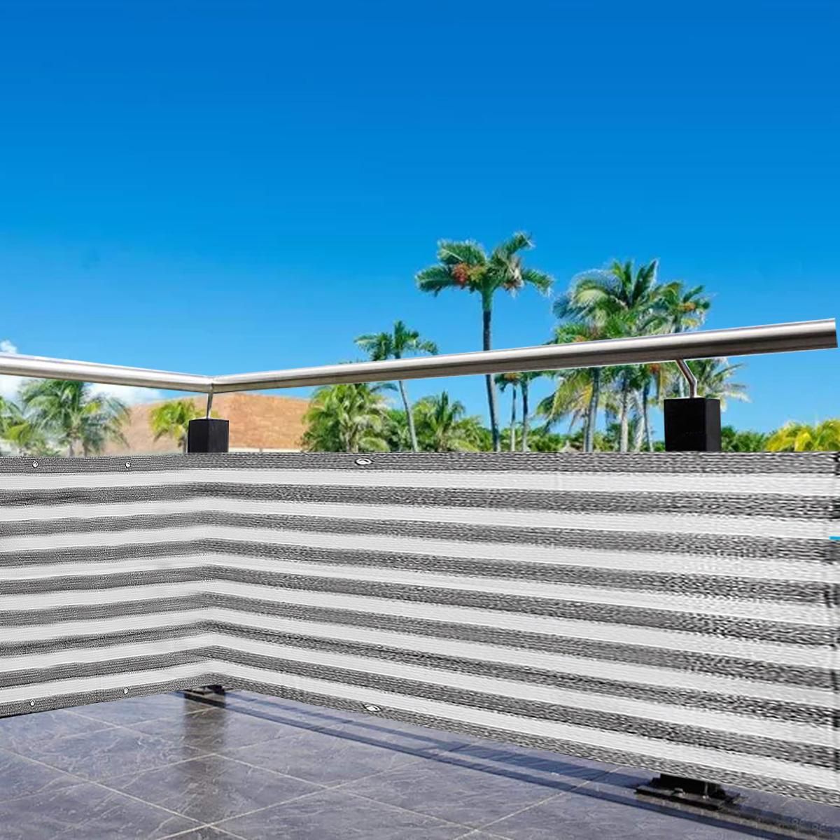 Sunshade Net Grey Strip Balcony Privacy Screen Cover Fence Mesh Sun Shade UV-Proof Garden Windscreen