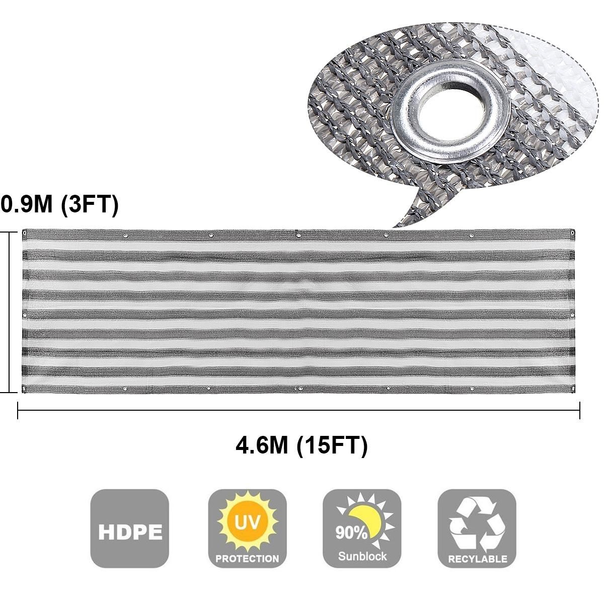 Sunshade Net Grey Strip Balcony Privacy Screen Cover Fence Mesh Sun Shade UV-Proof Garden Windscreen