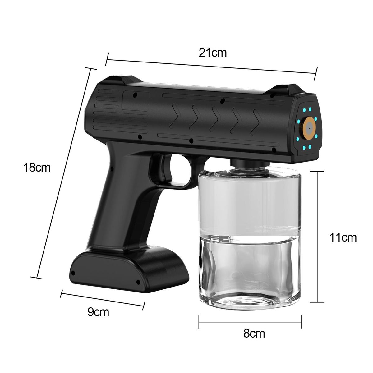 D C5 V 7W Electric Sprayer Fogger Mist Machine Spray Atomizer Steam G-un with Blue Light USB Powered Operated 500ml Capacity Jar Built-in 4000mAh High Capacity Rechargeable Cell for Home Daily Use Cleaning Portable