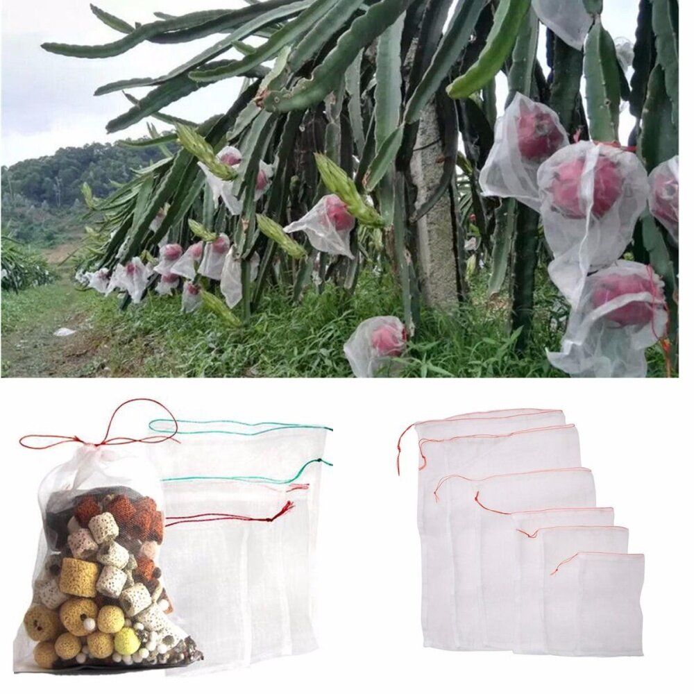 6PCS Nylon Mesh Drawstring Net Bag For Aquarium Filter Media Bio Ring Bio-Ball Carbon 40x60cm
