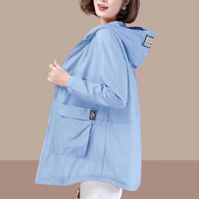 2023 Spring Summer Women's Jacket Long Sleeve Tops Hooded Coat Thin Sun Protection Clothing Outdoor Sports Windbreaker Female