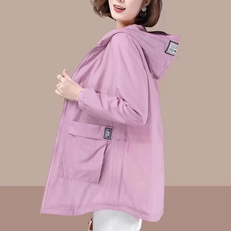 2023 Spring Summer Women's Jacket Long Sleeve Tops Hooded Coat Thin Sun Protection Clothing Outdoor Sports Windbreaker Female
