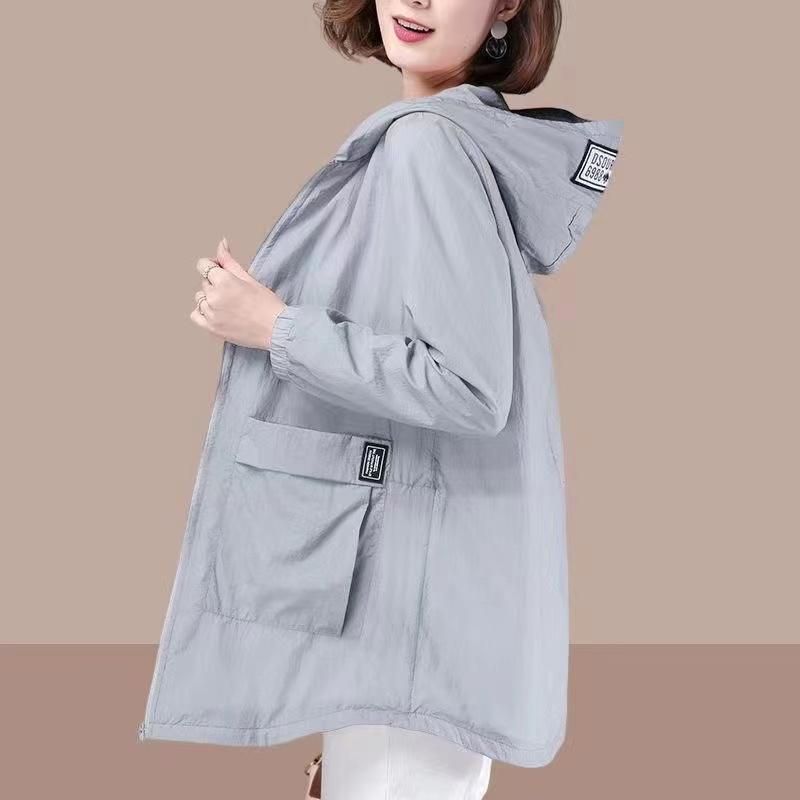 2023 Spring Summer Women's Jacket Long Sleeve Tops Hooded Coat Thin Sun Protection Clothing Outdoor Sports Windbreaker Female