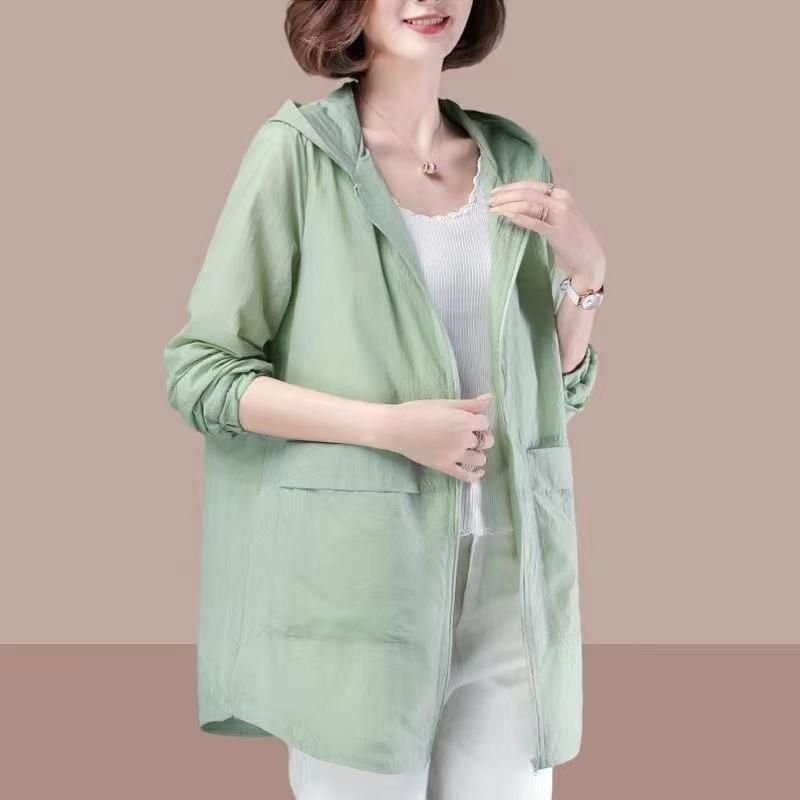 2023 Spring Summer Women's Jacket Long Sleeve Tops Hooded Coat Thin Sun Protection Clothing Outdoor Sports Windbreaker Female