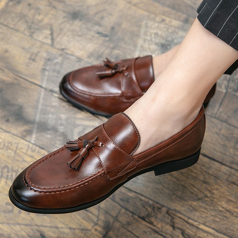 EUR Size 38-46 Fashion Brown Wedding Shoes Men Office Shoes Male Tassel Leather Shoes