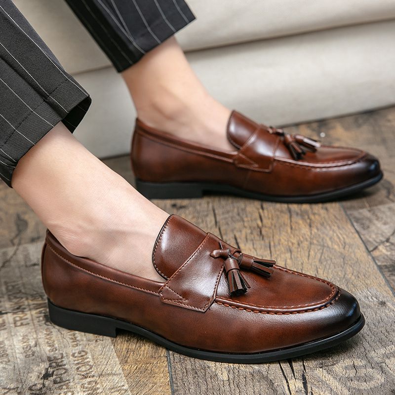EUR Size 38-46 Fashion Brown Wedding Shoes Men Office Shoes Male Tassel Leather Shoes