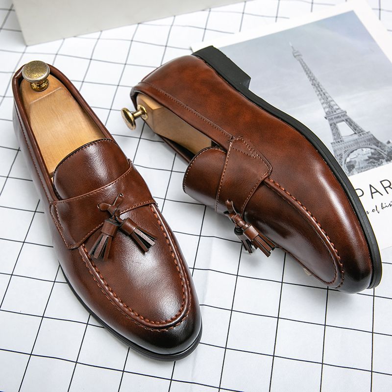 EUR Size 38-46 Fashion Brown Wedding Shoes Men Office Shoes Male Tassel Leather Shoes