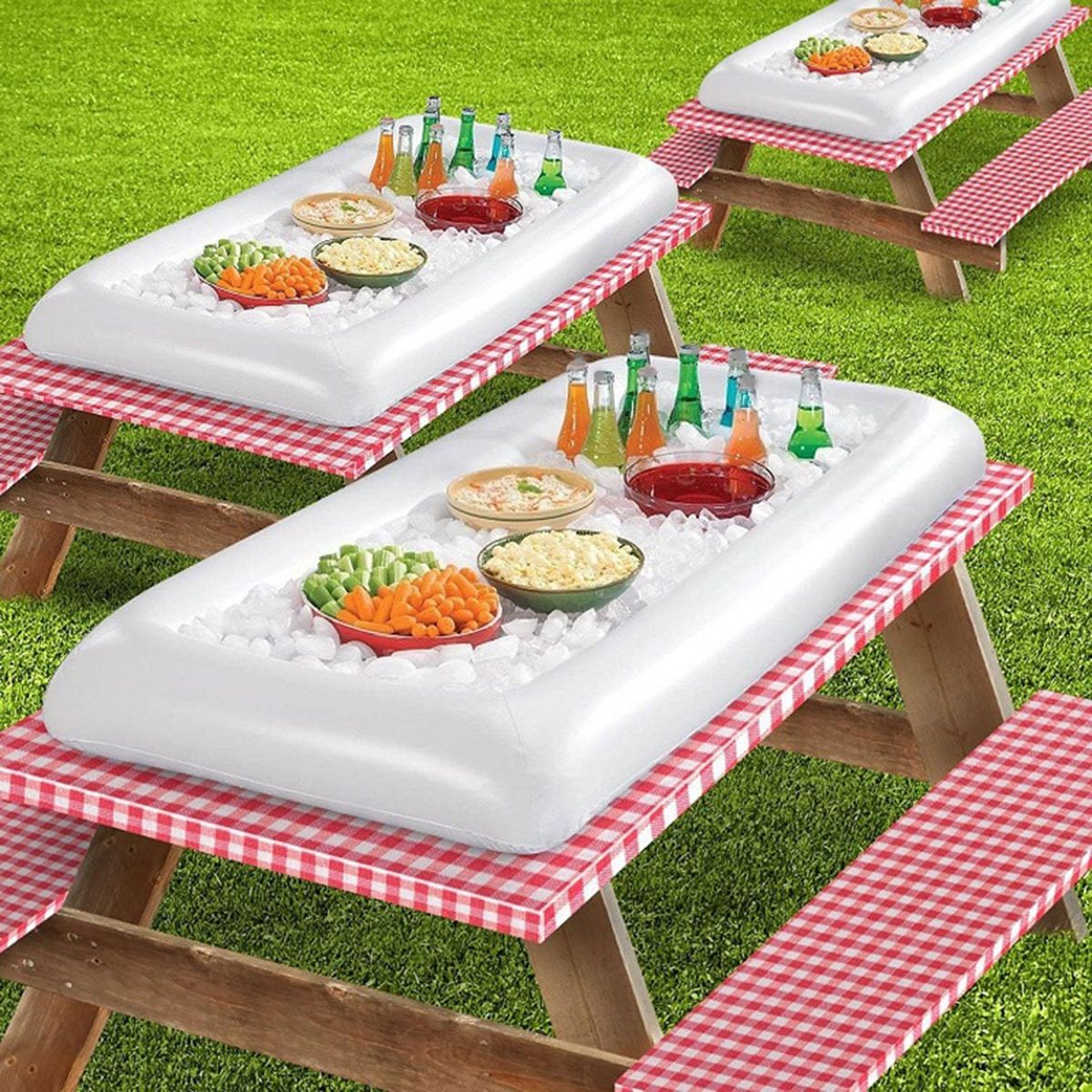 Salad Ice Tray Swim Pool Inflatable Food Drink Serving Tray White