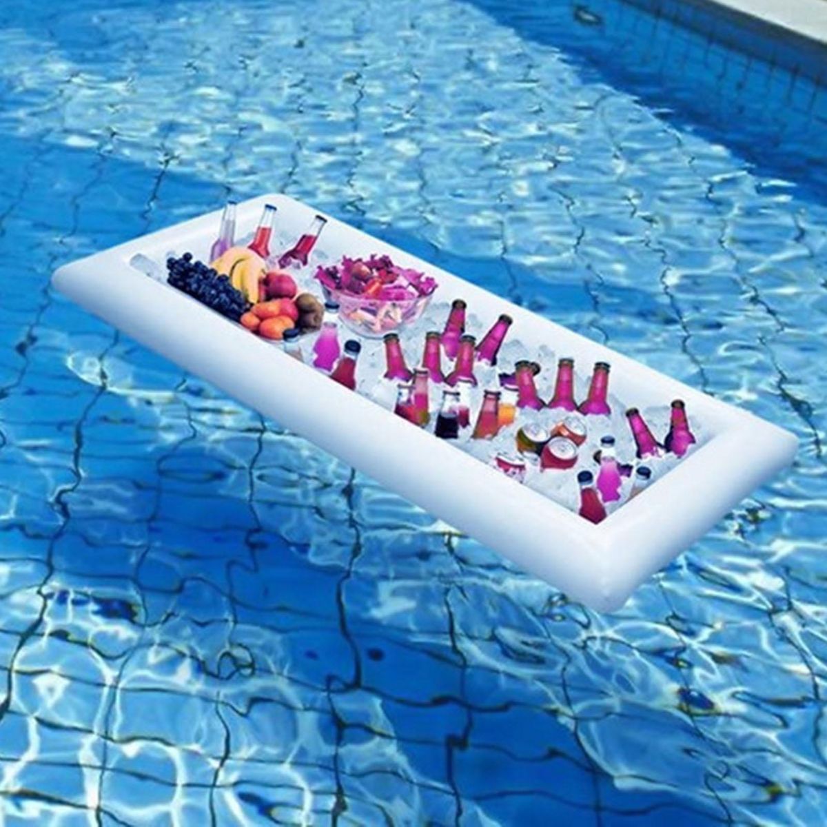 Salad Ice Tray Swim Pool Inflatable Food Drink Serving Tray White