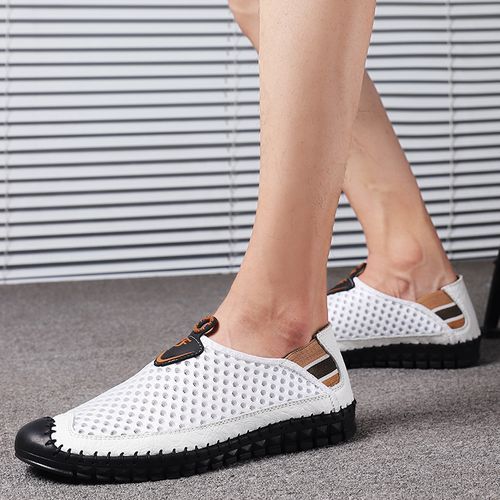 Summer Men's Mesh Loafers Slip On Shoes For Male White