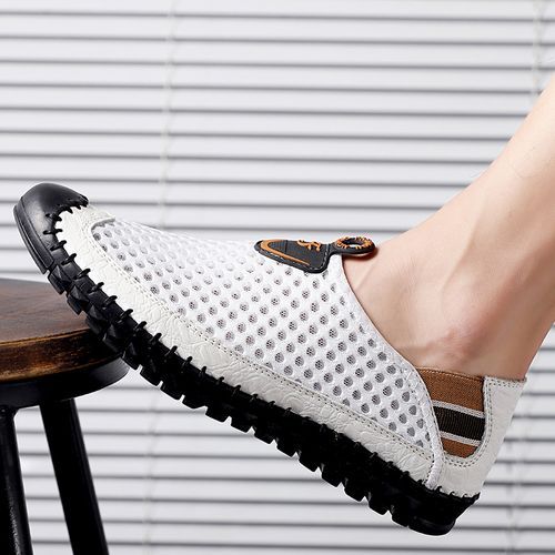 Summer Men's Mesh Loafers Slip On Shoes For Male White
