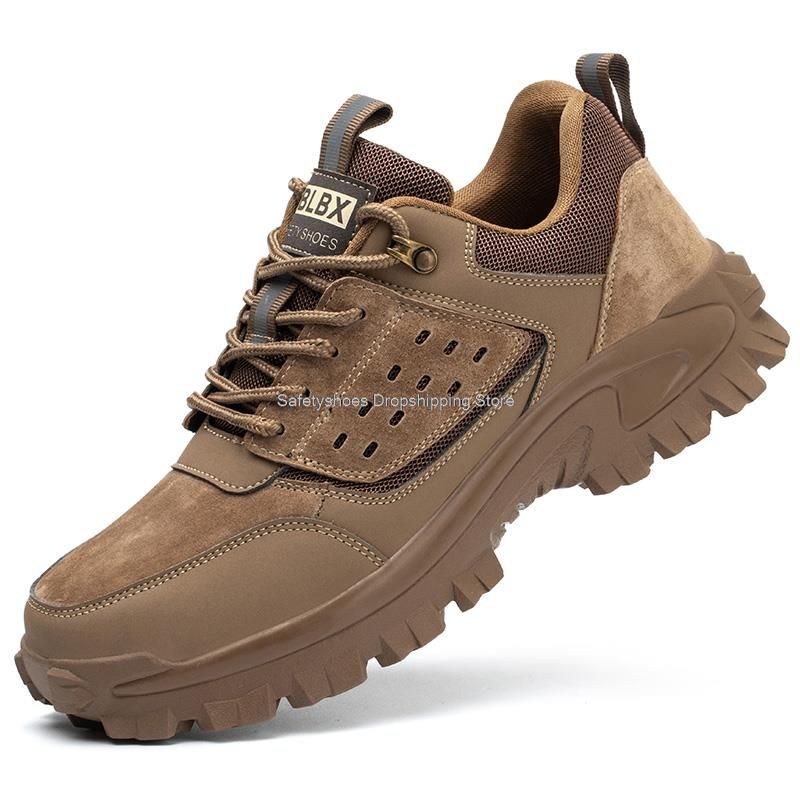 Men Work Safety Boots Steel Toe Safety Shoes  Puncture Proof Working Shoes Male Outdoor Rubber Security Boots Man-TG6202brown