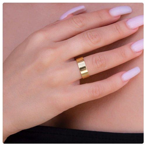 2pc. Couple's 6mm Width Gold Stainless Steel Wedding Ring