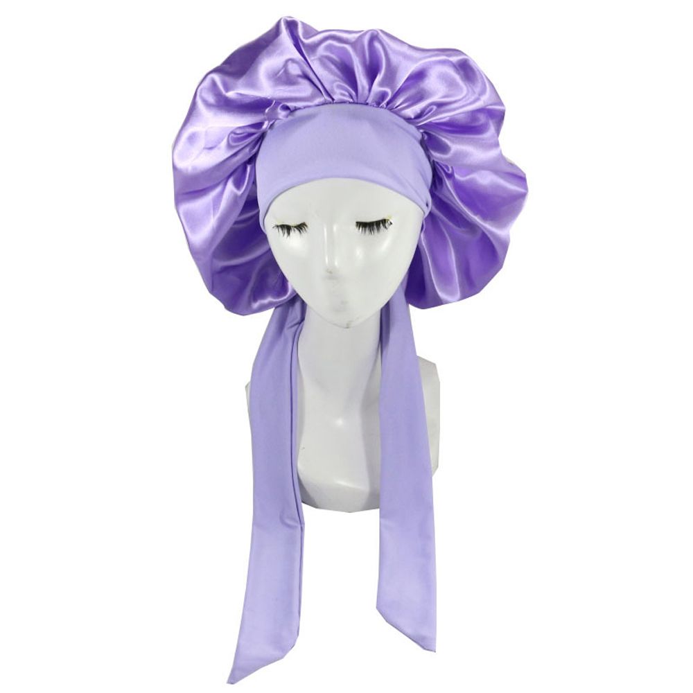 Women Satin Solid Night Sleep Cap Hair Care Bonnet Nightcap For Women Men Unisex Bonnet De Nuit Shower Turban(#Black)