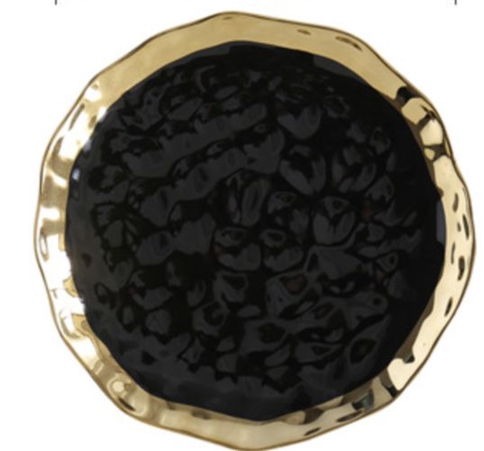 Ceramic Gold Plated Western Steak Plate White Gold Fruit Flat Salad Bowl Tableware Home Dishes Plate Dishes